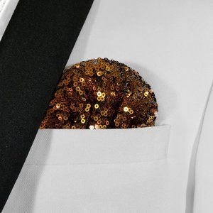 Men's Sequin Pre-Folded Pocket Square Insert - Dark Gold on Black